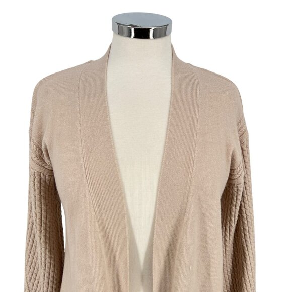 T Tahari Open Front Cardigan Sweater With Wide Sleeves Beige Size Small - Picture 2 of 12